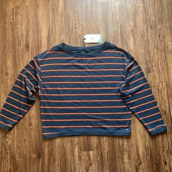 PrAna Women’s Striped Cozy Up Polmdale Sweater Top Size Medium NWT - Picture 2 of 11
